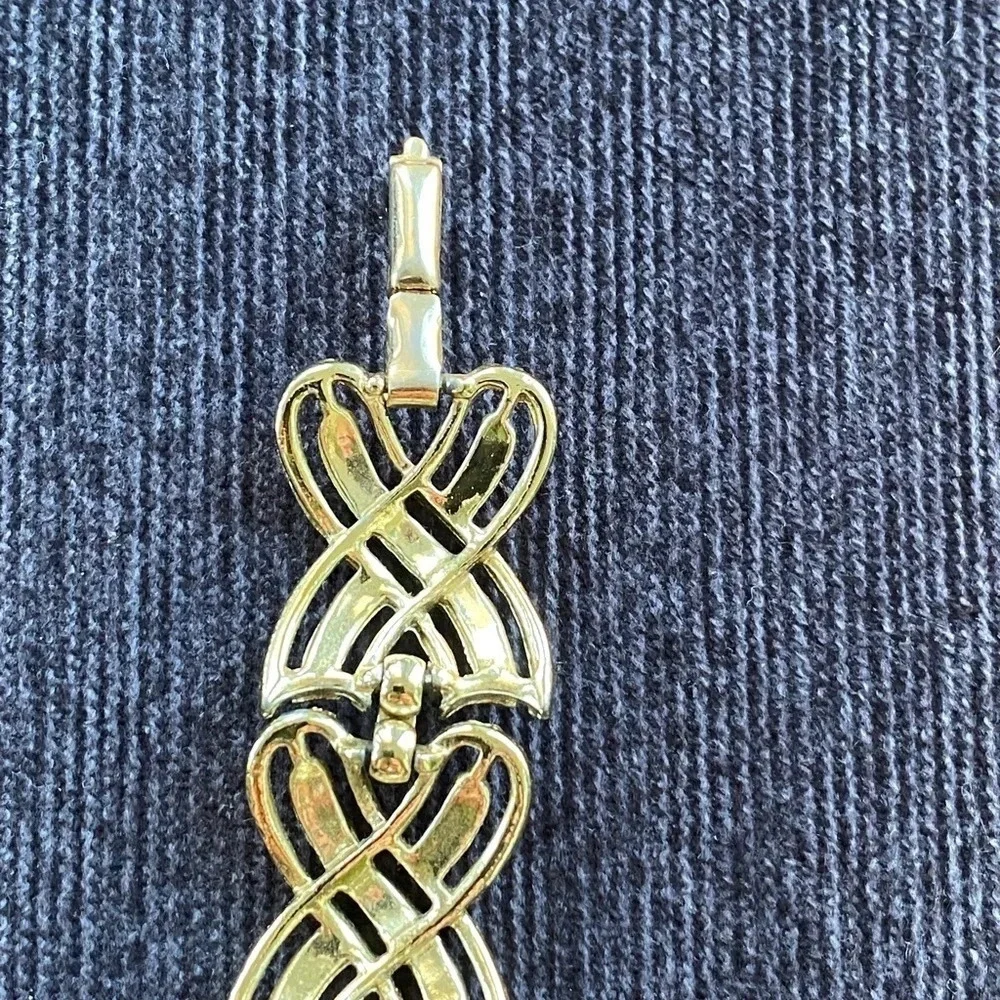 Vintage 80s Gold Tone Braided X Link Bracelet